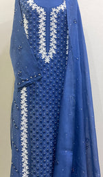 将图像加载到图库查看器中, Saziya Women's Lakhnavi Handcrafted Mul Chanderi Semi - Stitched Kurta And Dupatta Set - HONC0219042