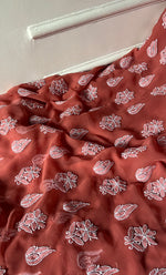将图像加载到图库查看器中, Laila Women's Lucknowi Handcrafted Faux-Georgette Unstitched Chikankari Suit Material - HONC0330382