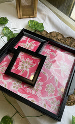 Load image into Gallery viewer, Chikankari Tray with Four Coasters - HONCO295534