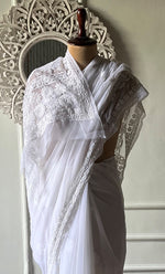 Load image into Gallery viewer, Women's Lucknowi Handcrafted Faux-Georgette Chikankari Saree - HONC0228974