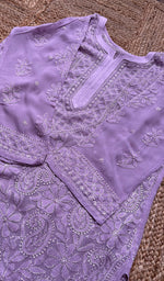 将图像加载到图库查看器中, Women's Lakhnavi Handcrafted Viscose Georgette Chikankari Kurti - HONC0276105