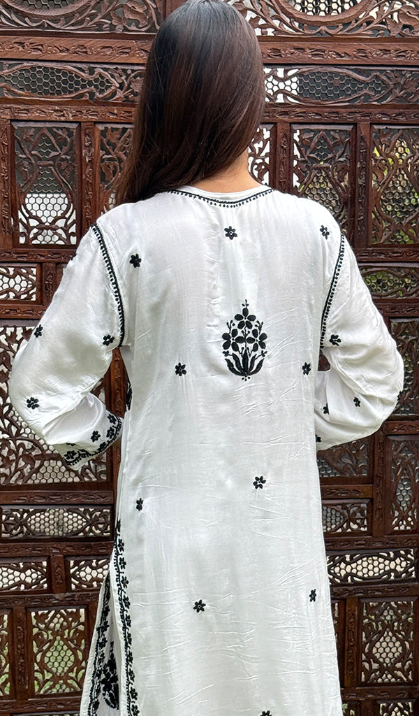 Shifa Women's Lakhnavi Handcrafted Modal Cotton Chikankari Kurta And Palazzo Set - HONC0205167