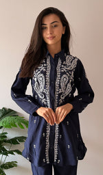 将图像加载到图库查看器中, Devanshi Women's Lakhnavi Handcrafted Cotton Chikankari Kurta And Palazzo Set - HONC0358508