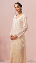 将图像加载到图库查看器中, Fareeha Women's Lakhnavi Handcrafted Viscose Georgette Chikankari Kurti - HONC0452169