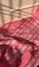 将图像加载到图库查看器中, Women's Lakhnavi Handcrafted Mul Chanderi Semi - Stitched Kurta And Dupatta Set - HONC0265366