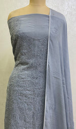 Load image into Gallery viewer, Women's Lakhnavi Handcrafted Cotton Chikankari Suit Material- HONC084639