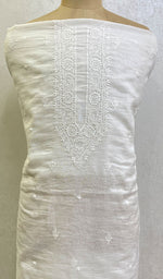 Load image into Gallery viewer, Lucknowi Handcrafted White Cotton Chikankari Unstitched Men's Kurta Fabric - HONC0146625
