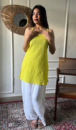 Load image into Gallery viewer, Women's Lakhnavi Handcrafted Cotton Chikankari Long Top - HONC0349181