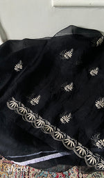 Load image into Gallery viewer, Women's Lakhnavi Handcrafted Pure Organza Chikankari Unstitched Kurta Dupatta Set .