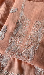 Load image into Gallery viewer, Women's Lakhnavi Handcrafted Mul Chanderi Unstitched Kurta And Dupatta Set - HONC0246467