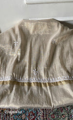 Load image into Gallery viewer, Women's Lakhnavi Handcrafted Tissue Chanderi Unstitched Chikankari Kurta And Dupatta Set - HONC0339370