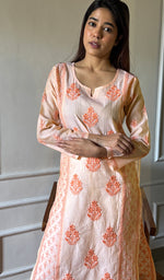将图像加载到图库查看器中, Women's Lucknowi Handcrafted Chanderi Chikankari Kurti - HONC0285463