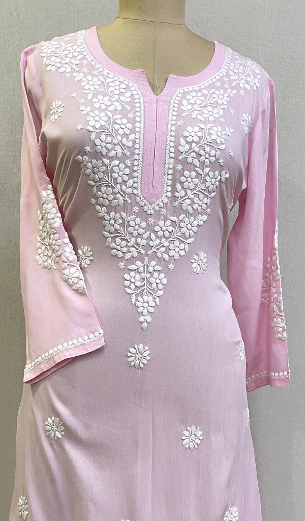 Women's Lucknowi Handcrafted Modal Cotton Chikankari Kurti - HONC0212075