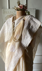 Load image into Gallery viewer, Women's Lakhnavi Handcrafted Cotton Chikankari Saree - HONC0317296