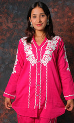 Load image into Gallery viewer, khayal Women's Lakhnavi Handcrafted Cotton Chikankari Kurti And Plazzo Set - HONC0323907