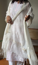 Load image into Gallery viewer, Women's Lakhnavi Handcrafted Kota Chanderi Chikankari Dupatta - HONC0276569