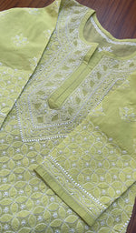 将图像加载到图库查看器中, Women's Lakhnavi Handcrafted Cotton Chikankari Kurti - HONC0274210