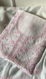 Load image into Gallery viewer, Shirin Women's Lakhnavi Handcrafted Mul Chanderi Unstitched Kurta And Dupatta Set - HONC0249185