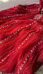 Load image into Gallery viewer, Laiba Women's Lakhnavi Handcrafted Mul Chanderi Semi - Stitched Anarkali And Dupatta Set - HONC0271849