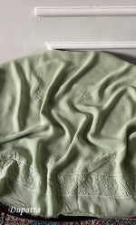 将图像加载到图库查看器中, Women's Lakhnavi Handcrafted Viscose Georgette Unstitched Chikankari Full Suit Material - HONC0319627