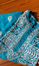 将图像加载到图库查看器中, Women's Lakhnavi Handcrafted Cotton Chikankari Kurti - HONC017908