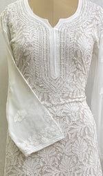 将图像加载到图库查看器中, Women's Lakhnavi Handcrafted Viscose Georgette Chikankari Kurti- HONC149207