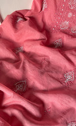 Load image into Gallery viewer, Women's Lakhnavi Handcrafted Mul Chanderi Unstitched Chikankari Full Suit Material - HONC0314654