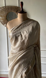 Load image into Gallery viewer, Women's Lakhnavi Handcrafted Munga Silk Chikankari Saree - HONC0353050