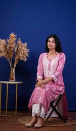Load image into Gallery viewer, Rupam Women's Lucknowi Handcrafted Modal Cotton Chikankari Kurti - HONC0211871