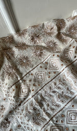 将图像加载到图库查看器中, Saima Women's Lakhnavi Handcrafted Pure Silk Georgette Chikankari  Kurti Fabric - HONC0229272