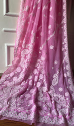 将图像加载到图库查看器中, Samaira Women's Lucknowi Handcrafted Faux-Georgette Chikankari Saree - HONC0223875