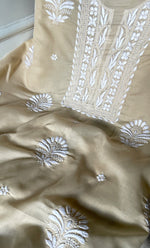 Load image into Gallery viewer, Women's Lakhnavi Handcrafted Cotton Chikankari Unstitched Kurti Fabric - HONC0318771