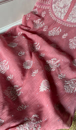 Load image into Gallery viewer, Women's Lakhnavi Handcrafted Mul Chanderi Semi - Stitched Kurta And Dupatta Set - HONC0282249