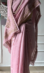 将图像加载到图库查看器中, Women's Lakhnavi Handcrafted Mul Chanderi Chikankari Saree - HONC0312049