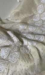 Load image into Gallery viewer, Women's Lakhnavi Handcrafted Pure Organza Chikankari Unstitched Kurta And Dupatta Set- HONC0314851
