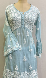 Load image into Gallery viewer, Women's Lakhnavi Handcrafted Muslin Chikankari Kurta And Palazzo Set - HONC0162047