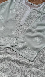 将图像加载到图库查看器中, Women's Lakhnavi Handcrafted Viscose Georgette Chikankari Kurti- HONC0276111