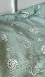 将图像加载到图库查看器中, Women's Lakhnavi Handcrafted Mul Chanderi Semi - Stitched Kurta And Dupatta Set - HONC0282244