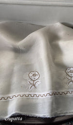 Load image into Gallery viewer, Women's Lakhnavi Handcrafted Pure Organza Chikankari Unstitched Kurta And Dupatta Set- HONC0359794