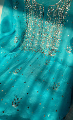 将图像加载到图库查看器中, Marifa Women's Lakhnavi Handcrafted Pure Organza Chikankari Unstitched Kurta And Dupatta Set- HONC0292531