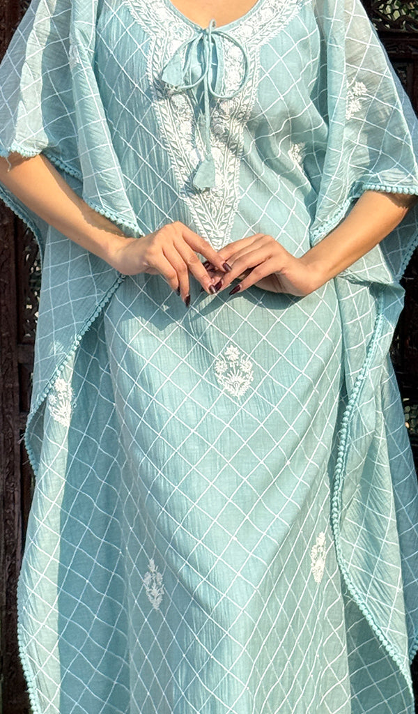 Lucknowi Handcrafted Maheshwari Mul chanderi Chikankari Unstitched Men's Kurta Fabric - HONC0288622