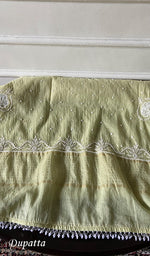 Load image into Gallery viewer, Women's Lakhnavi Handcrafted Mul Chanderi Unstitched Kurta And Dupatta Set - HONC0358263