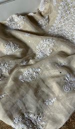 Load image into Gallery viewer, Women's Lakhnavi Handcrafted Tissue Chanderi Unstitched Kurta And Dupatta Set - HONC0282350