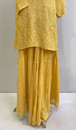 Load image into Gallery viewer, Shadleen Women's Lucknowi Handcrafted Viscose Georgette Chikankari Kurta Gharara Set - HONC0195688