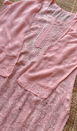 Load image into Gallery viewer, Women's Lakhnavi Handcrafted Viscose Georgette Chikankari Kurti- HONC0221788