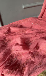 Load image into Gallery viewer, Women's Lakhnavi Handcrafted Mul Chanderi Semi - stitched Kurta And Dupatta Set- HONC0294463