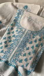 Load image into Gallery viewer, Saziya Women's Lakhnavi Handcrafted Mul Chanderi Semi - Stitched Kurta And Dupatta Set - HONC0249178