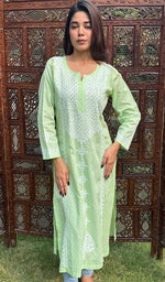 将图像加载到图库查看器中, Zainab Women's Lucknowi Handcrafted Cotton Chikankari Kurti - HONC0217235