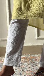 将图像加载到图库查看器中, Women's Lucknowi Handcrafted Cotton Chikankari Pant - HONC0346714