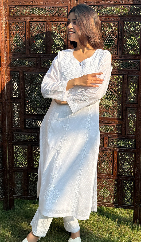 Women's Lucknowi Handcrafted Cotton Chikankari Kurti - HONC0300995